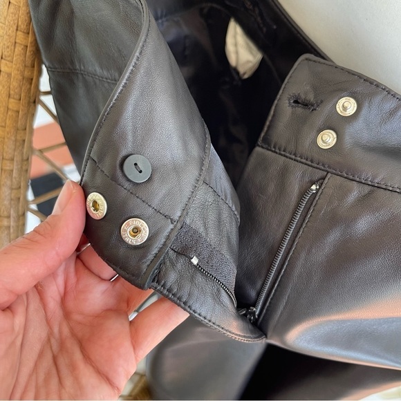 NEW Piazza Sempione 100% Leather Wide Leg Pant P825 Black Size 42 NWT - Picture 5 of 10